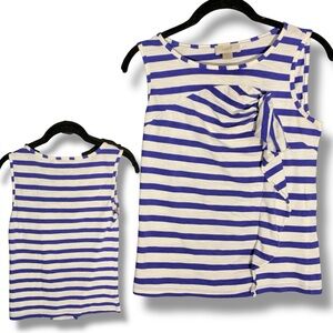 LOFT 100% Cotton Blue/White Striped Nautical Tank Top